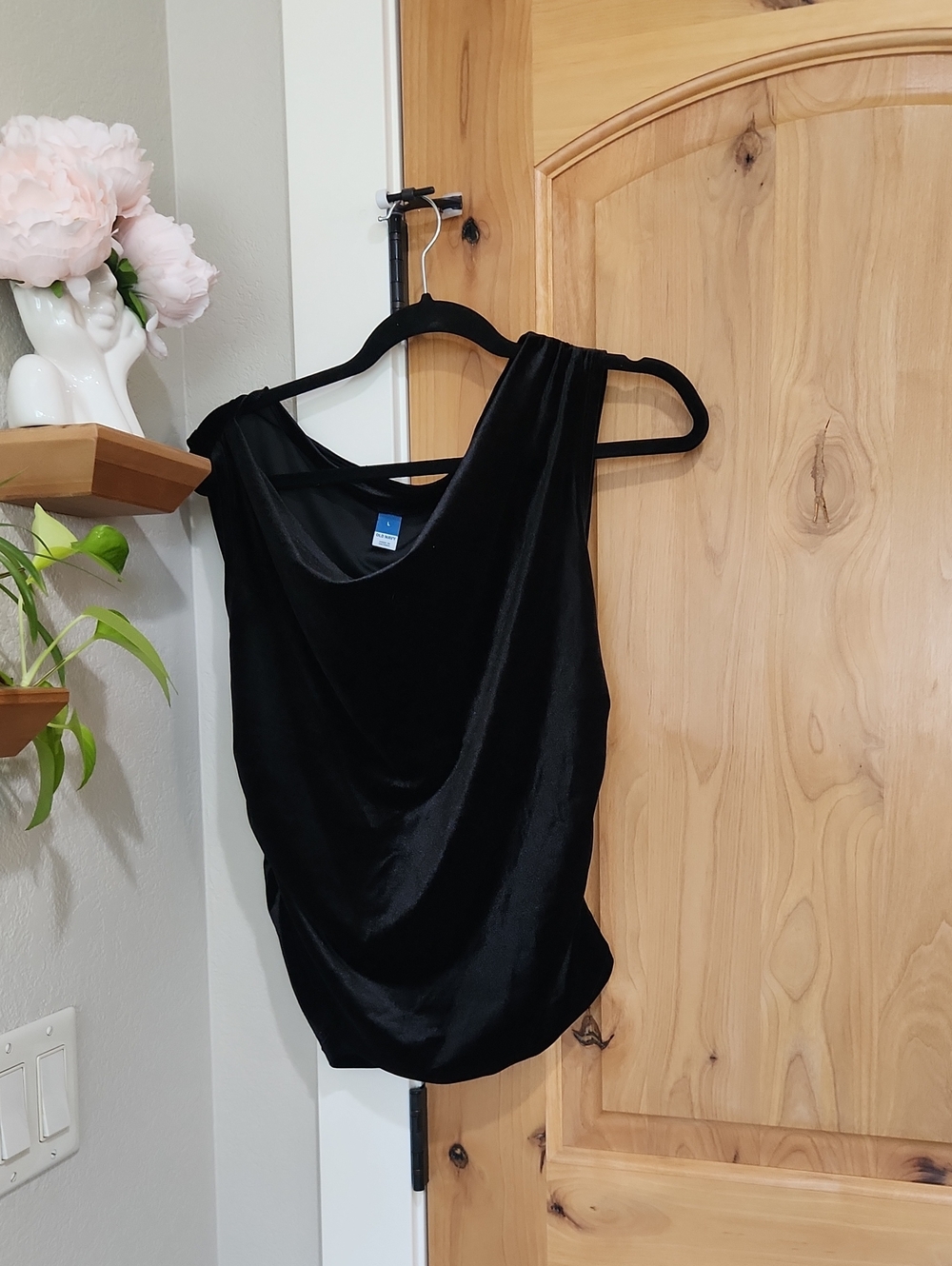Old Navy Black Velvet Cowl Neck Tank Top